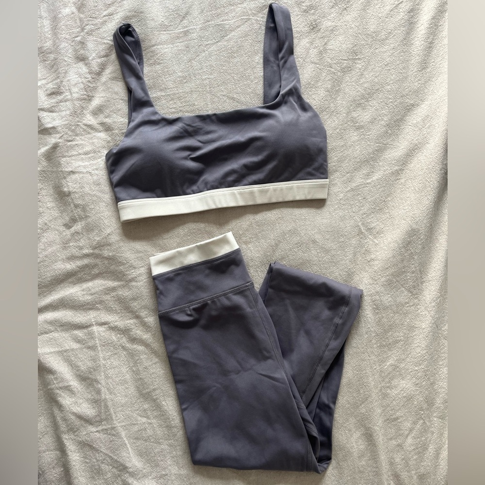 PacSun Gray and Cream Sports Bra Set